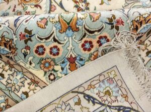 Персидский ковер Кашан шелковый, серый, 3х2, ручная работа, Иран / Kashan G35 — изображение 6
