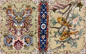 Авторский ковер Табриз "райский сад" 3.55x2.50 шерсть с шелком Иран (G107) — изображение 9