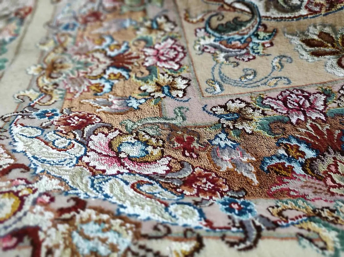 Прикроватные ковры в спальню, 1х1.5, ручной работы шерсть с шелком пара, Иран / Tabriz G115 — изображение 4